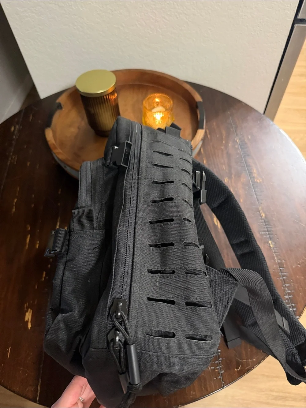 Men's Black Tactical Backpack with MOLLE Panel - Unbranded